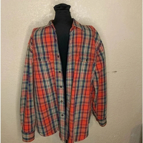 GH Bass & Co Men’s red plaid long sleeve button‎ down shirt sz L - Picture 1 of 6
